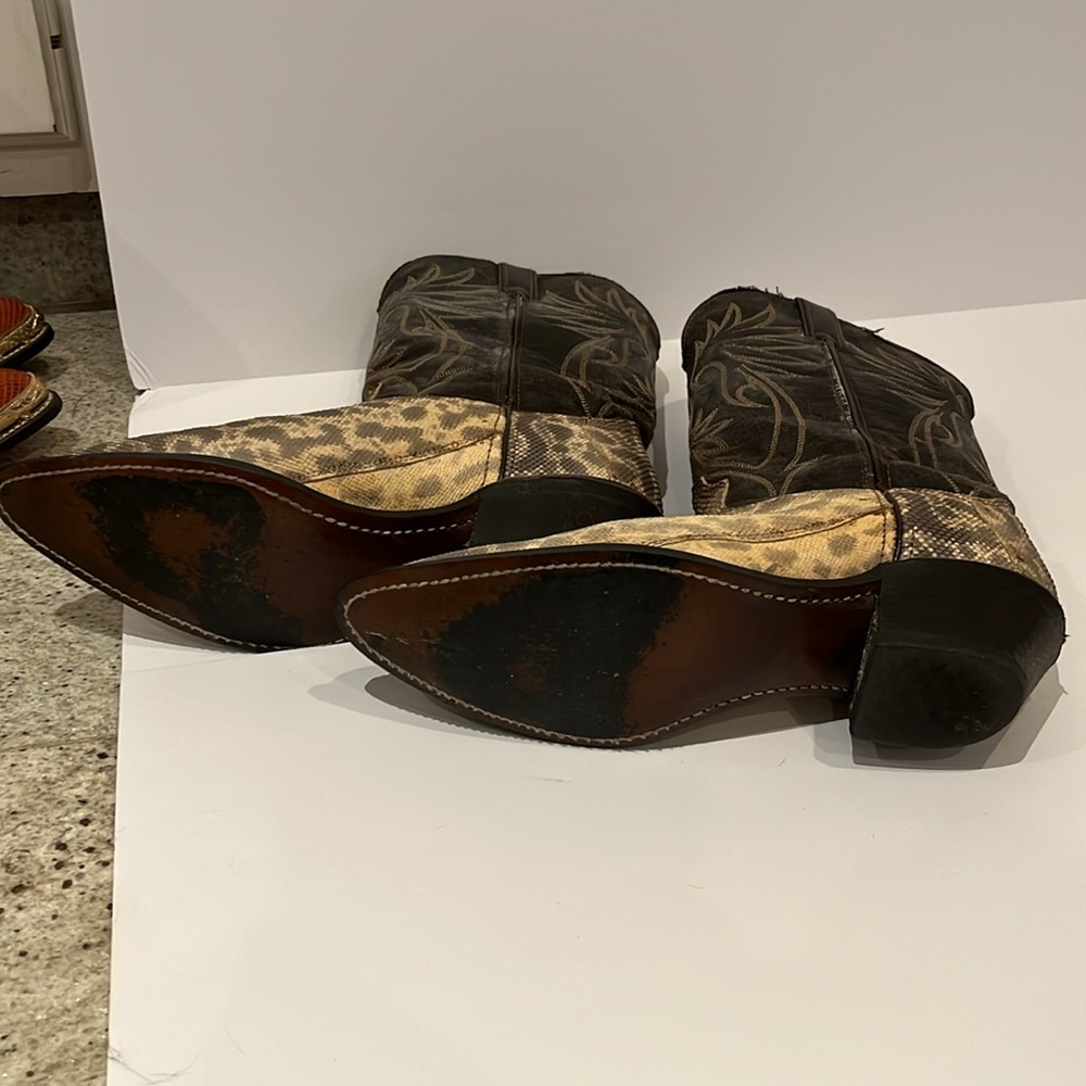 Men’s Durango Python Cream and Gray Cowboy Boots, Vintage - Picture 8 of 8